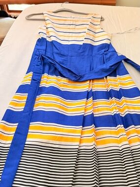 Anne Klein Royal Blue, Yellow & White Striped Sundress
